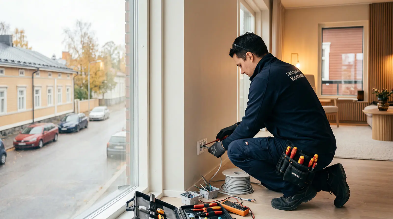 Sähköasentaja tekee sähköasennusta Lahdessa