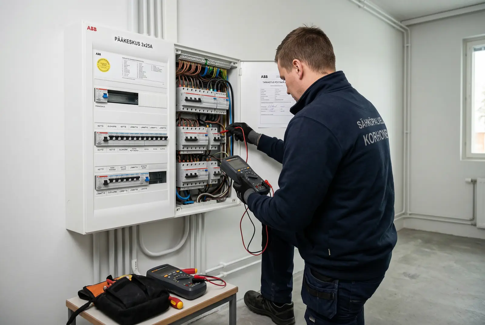 Sähkötarkastus mittalaitteilla kiinteistössä